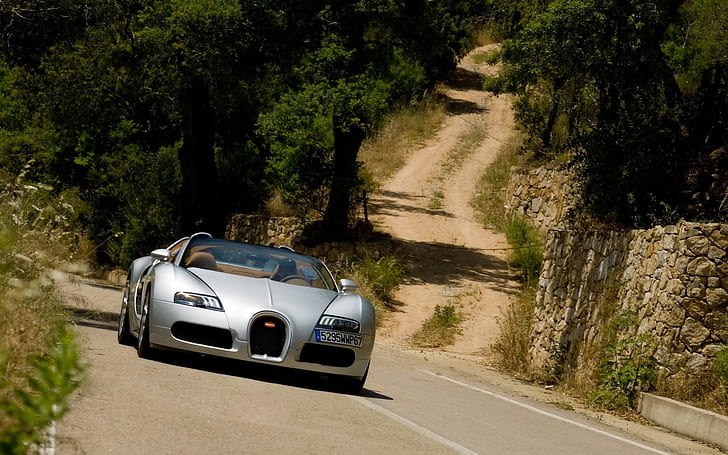 Bugatti Veyron 16.4 Grand Sport 2010 in Sardinia - Front Angle Drive Tilt, Bugatti Veyron, Bugatti Veyron Cabrio, HD wallpaper