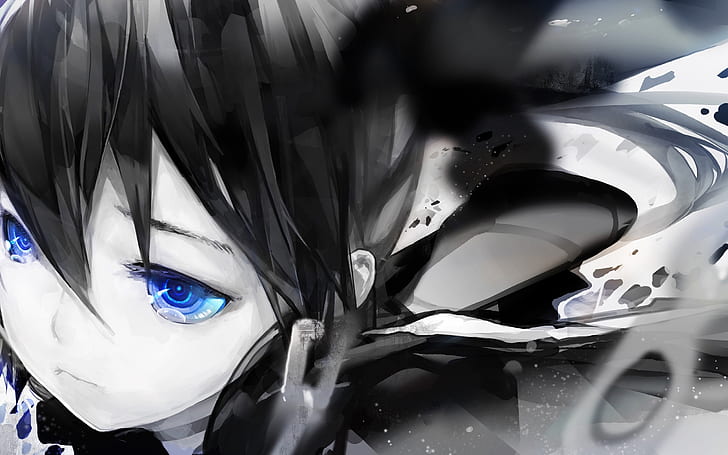 primer plano azul negro rock shooter pintar monocromo anime cadenas anime chicas brillantes ojos 2560x1600 Anime Hot Anime HD Art, azul, primer plano, Fondo de pantalla HD