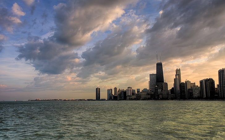 pejzaż miejski, miasto, panorama, Chicago, woda, Tapety HD