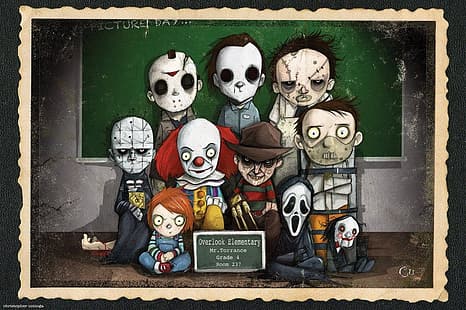 Jason, Jason Voorhees, Freddy Krueger, leatherface, Michael Myers, Chucky, Pinhead (Hellraiser), ghostface, Scream, Saw, HD papel de parede HD wallpaper