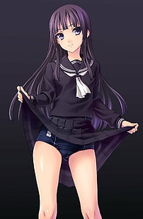 anime, Anime Girls, legs, Original Characters, School Swimsuits, School Uniform, HD wallpaper HD wallpaper