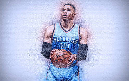 Basket, Russell Westbrook, NBA, Oklahoma City Thunder, HD tapet HD wallpaper