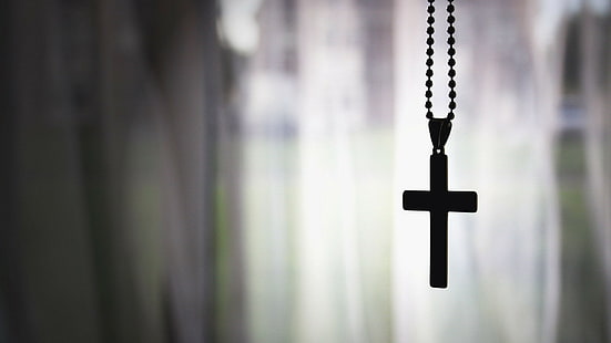 catholic, chain, christian, cross, gothic, religion, silhouette, window, HD wallpaper HD wallpaper
