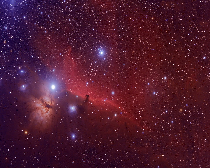 nebula och stjärnor tapeter, utrymme, nebulosa, stjärnor, Horsehead Nebula, rymdkonst, Flame Nebula, HD tapet