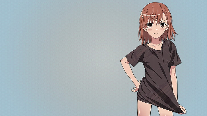 braunhaarige Frau Anime Illustration, Misaka Mikoto, Aru Kagaku keine Railgun, einfachen Hintergrund, HD-Hintergrundbild