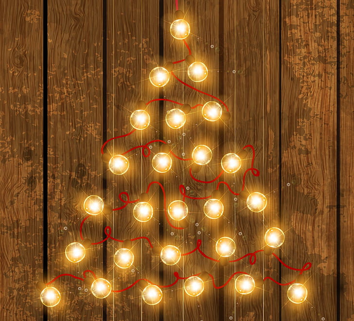 Decorazioni natalizie lucide, decorazioni murali illuminate di giallo, decorazioni dorate, ornamenti, vacanze, palline, decorazioni, Sfondo HD