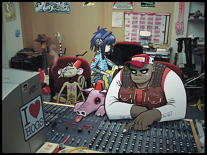 2 gorillaz Gorillaz Entertainment Music HD Art, 2D, gorillaz, murdoc, noodle, russel, Sfondo HD HD wallpaper