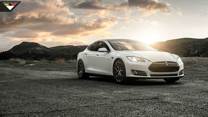 2014 Vorsteiner Tesla Model S P85, белая модель Tesla, Vorsteiner, модель, Tesla, 2014, автомобили, HD обои