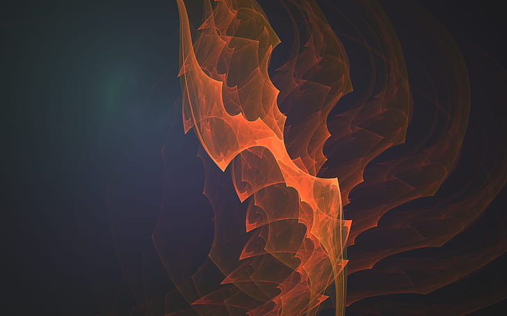 fraktal, Apofisis, abstrak, fraktal 3D, gergaji transparan oranye, Wallpaper HD