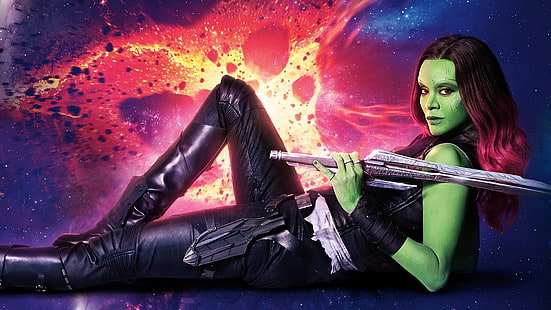 Guardians of the Galaxy Vol. 2, Marvel Cinematic Universe, Gamora, Guardians of the Galaxy, Zoe Saldana, HD wallpaper HD wallpaper
