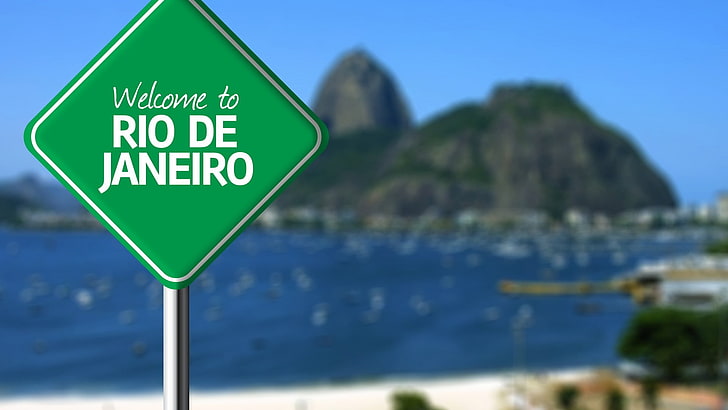 Señalización de Río de Janeiro, Río de Janeiro, signos, borrosa, Fondo de pantalla HD