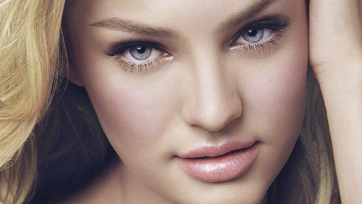 Candice Swanepoel close up HD, yeux bleus, candice swanepoel, close-up, maquillage, Fond d'écran HD