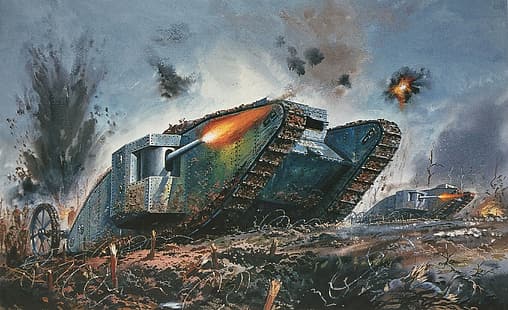 световна война, Първа световна война, танк, британска армия, HD тапет HD wallpaper