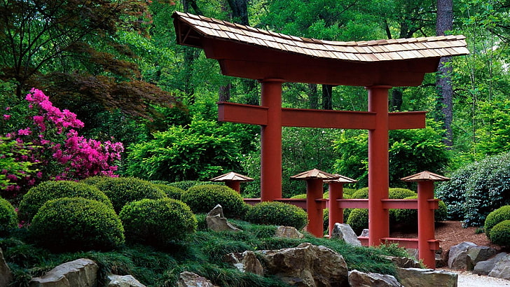 цветя градина алабама тории японска архитектура бирмингам 1920x1080 природа цветя HD изкуство, цветя, градина, HD тапет