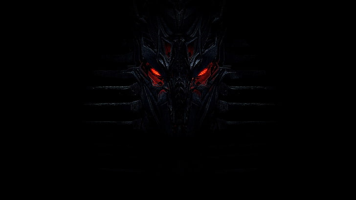Transformator Megatron Illustration, rote Augen, schwarz, HD-Hintergrundbild