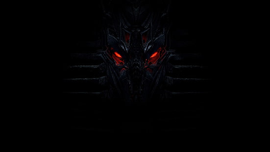 Иллюстрация трансформатора Мегатрон, красные глаза, черный, HD обои HD wallpaper