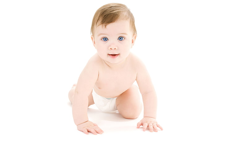 Baby Crawling, ผ้าอ้อมเด็กสีขาวสำหรับเด็ก, Baby, คลาน, วอลล์เปเปอร์ HD