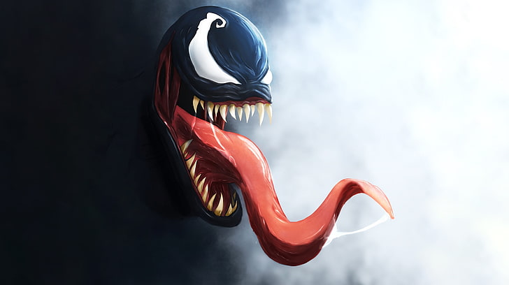 Marvel Comics, Venom, tongues, tongue out, fangs, artwork, Spider-Man, HD wallpaper