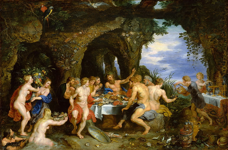 grupo de pessoas perto de pintura de árvore, gravura, mitologia, Jan Brueghel, o ancião, Peter Rubens, férias Ahela, HD papel de parede