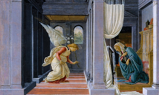 Bild, Mythologie, Sandro Botticelli, Die Verkündigung, HD-Hintergrundbild HD wallpaper