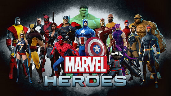 Desenhos animados, Marvel, personagens, herói, lutadores, fundo escuro, desenhos animados, maravilha, personagens, herói, lutadores, fundo escuro, HD papel de parede HD wallpaper