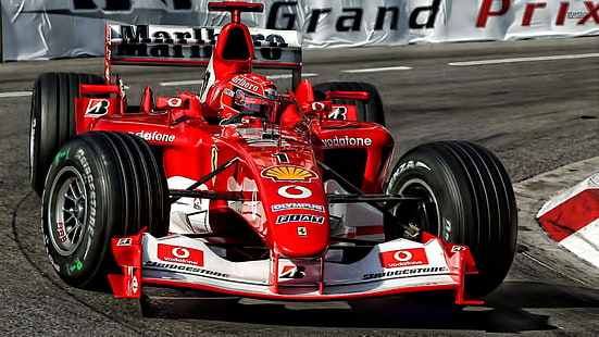 красная гоночная машина Формулы 1, Формула 1, Ferrari F1, Михаэль Шумахер, Монако, машина, HD обои HD wallpaper