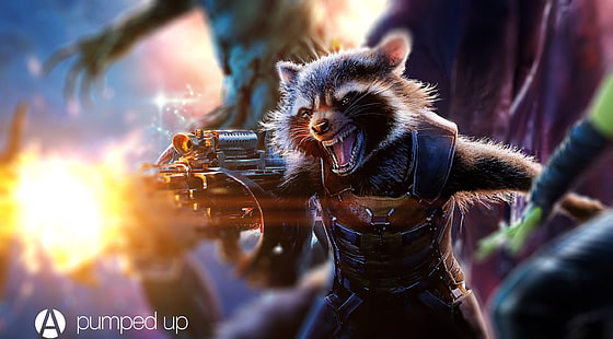 Rocket Raccoon Pumped Up by Awesome Design..., Guardian of the Galaxy Rocket 3d wallpaper, Movies, Other Movies, HD wallpaper HD wallpaper