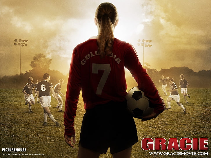 Обои Грейси, Грейси, футболист, девушка, футбол, мяч, HD обои
