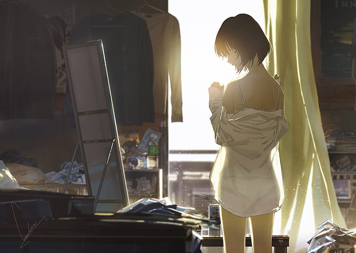 anime, anime girls, short hair, HD wallpaper