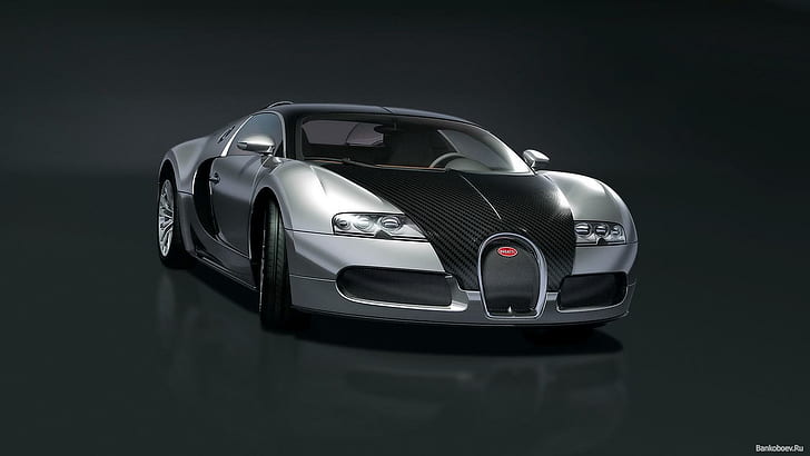 Bugatti Veyron Pada Latar Belakang Hitam, veyron, bugatti, latar belakang, hitam, mobil, Wallpaper HD