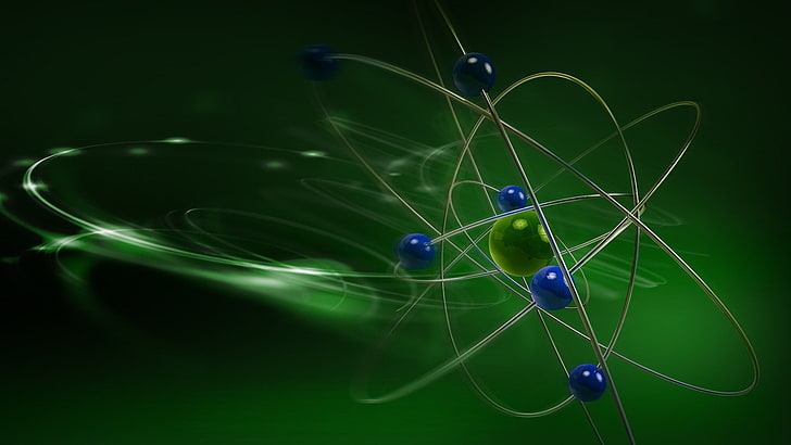 niebiesko-zielona tapeta, nauka, Teoria Wielkiego Wybuchu, atomy, Tapety HD