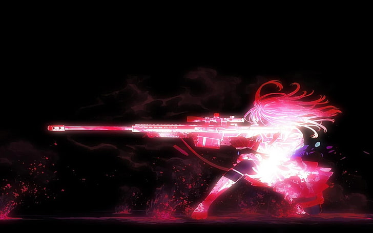 anime girls, sniper rifle, HD wallpaper