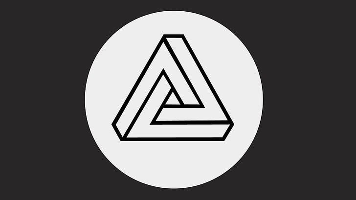 скриншот в форме треугольника с логотипом, треугольник Пенроуза, минимализм, HD обои