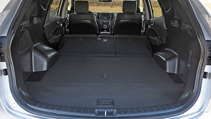 Interior del coche negro, Hyundai Santa Fe, coche, Fondo de pantalla HD