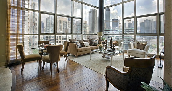 бял комплект диван от 3 части, дизайн, стил, интериор, мегаполис, хол, градски апартамент, HD тапет HD wallpaper
