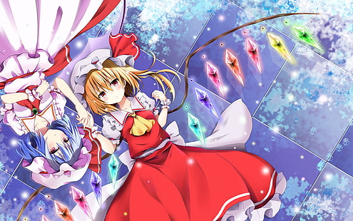 Touhou, Flandre Scarlet, Remilia Scarlet, Anime Girls, Flügel, HD-Hintergrundbild HD wallpaper