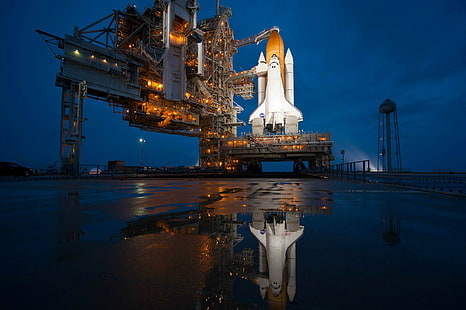Space Shuttle Atlantis, universo, riflessione, spazio, NASA, astronave, navetta spaziale, razzo, Sfondo HD HD wallpaper