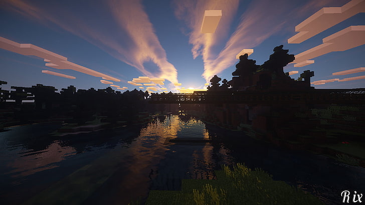 Video Game, Minecraft, Sunset, Wallpaper HD
