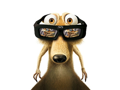 Squirrel Ice Age 3D Glasses HD, movies, 3d, ice, age, glasses, squirrel, HD wallpaper HD wallpaper
