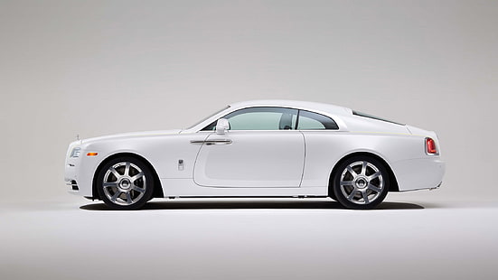 2015, Rolls Royce Wraith, Side View, White Car, Luxury, 2015, rolls royce wraith, side view, white car, luxury, HD wallpaper HD wallpaper