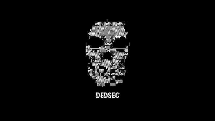 Logo Dedsec, tapeta czaszki z cyfrowym kamuflażem, DEDSEC, Watch_Dogs, dark, hacking, Tapety HD
