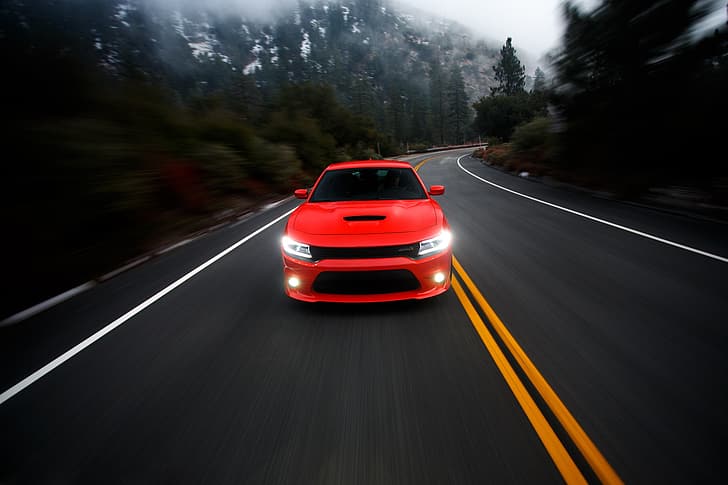 road, photographer, Dodge, red, Charger, Larry Chen, R/T Scat Pack, HD wallpaper