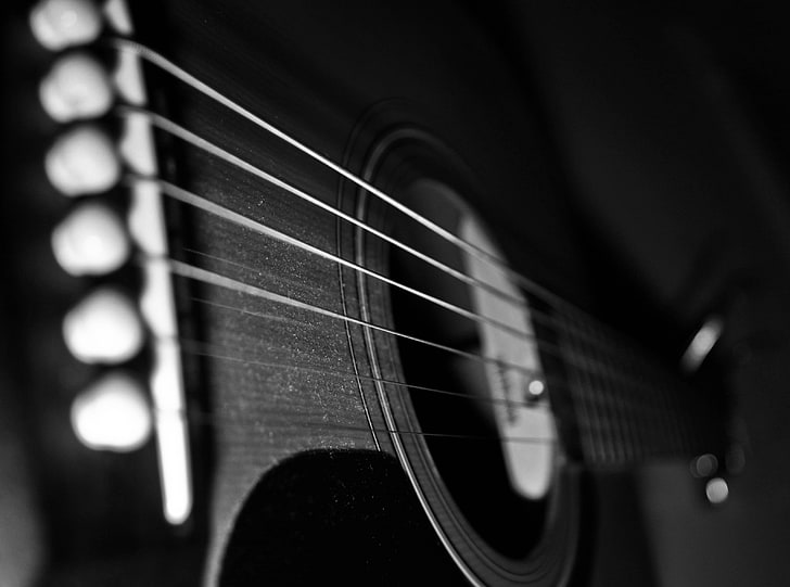 Dusty Guitar, gray acoustic guitar digital wallpaper, Music, Guitar, black and white, dusty guitar, HD wallpaper