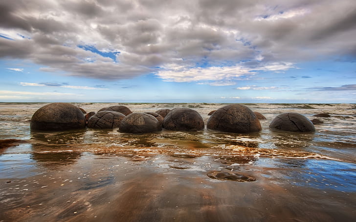 Kamienie plażowe, plaża, kamienie, Tapety HD