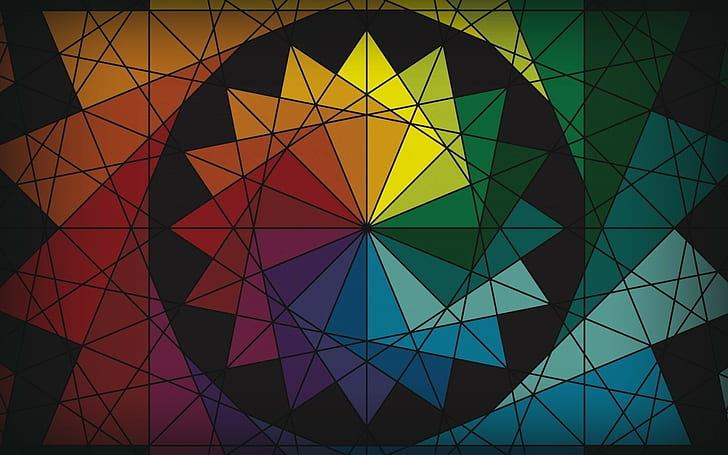 abstract colorful circle triangle color wheel, HD wallpaper