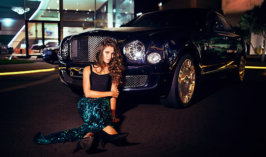 Ivan Gorokhov, kobiety, samochód, kobiety z samochodami, model, Bentley, Tapety HD HD wallpaper