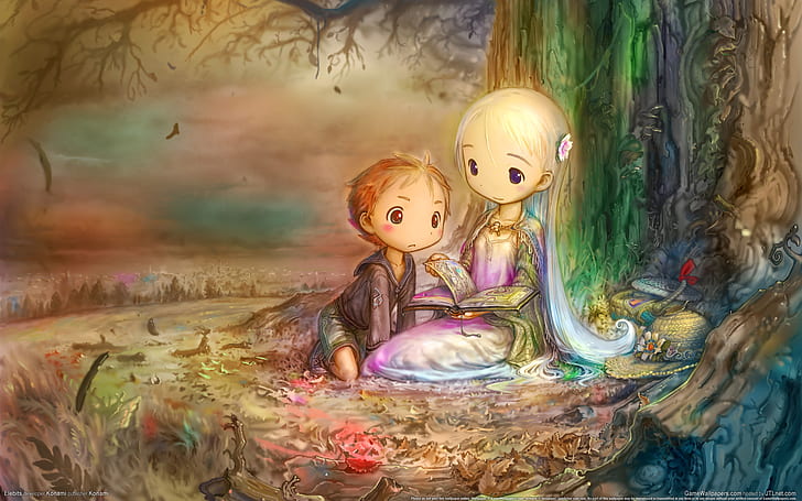 Elebits Game, 2 girl's reading story book painting, game, elebits, HD wallpaper