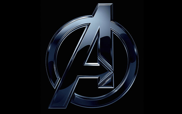 фантастика, лого, черен фон, комикс, MARVEL, The Avengers, HD тапет