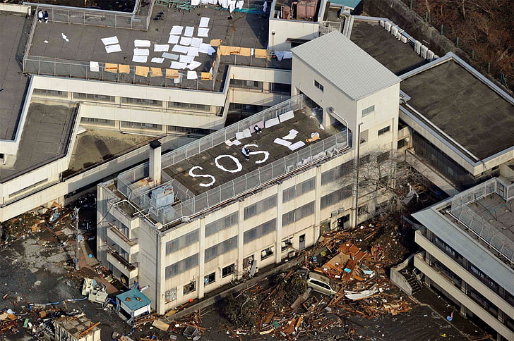 mesin industri putih dan abu-abu, Jepang, gempa bumi, Wallpaper HD