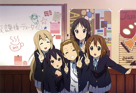 anime girls, K-ON!, Nakano Azusa, Kotobuki Tsumugi, Hirasawa Yui, Akiyama Mio, Tainaka Ritsu, HD wallpaper HD wallpaper